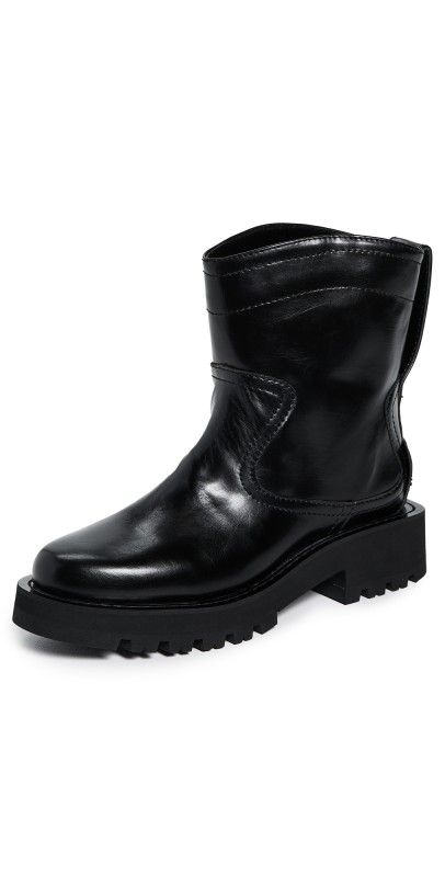 GANNI Studs Crinkle Oleatex Low Boots Black