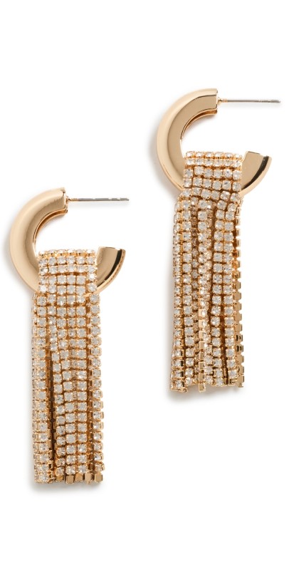 BaubleBar Talia Statement Earrings Clear/Gold