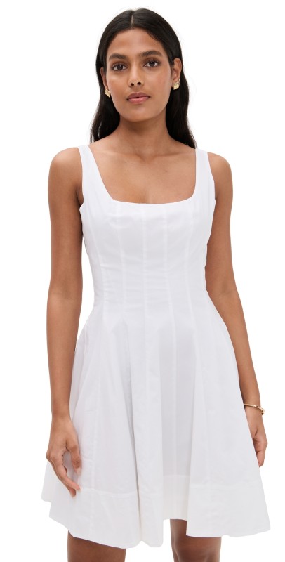 STAUD Wells Mini Dress White