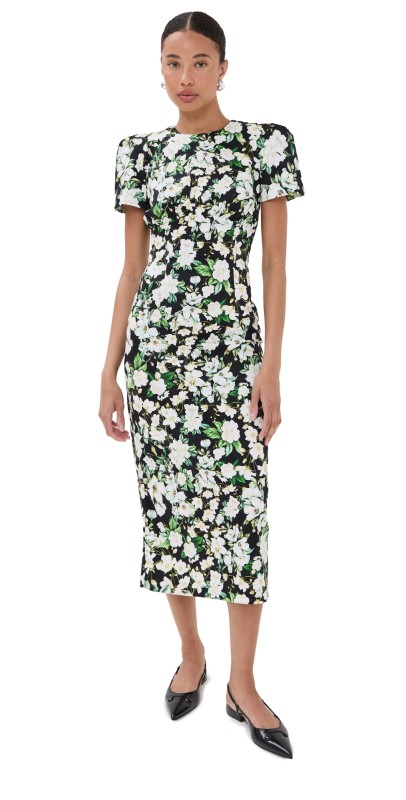 Kika Vargas Sygne Black Magnolia Cotton Dress Black