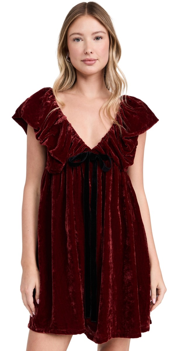o. p.t Didi Velvet Dress Burgundy