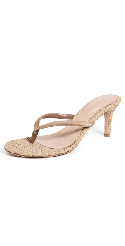 Gianvito Rossi Calypso Sandals 70mm Camel/Natural Camoscio/Raffia