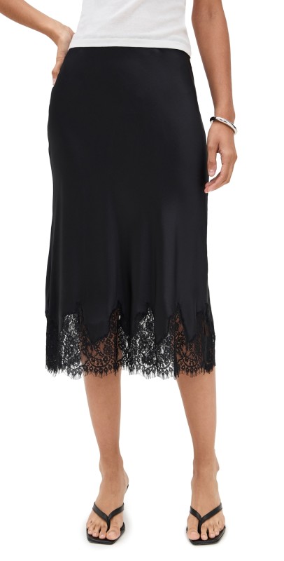 Reformation Carolina Silk Skirt Black