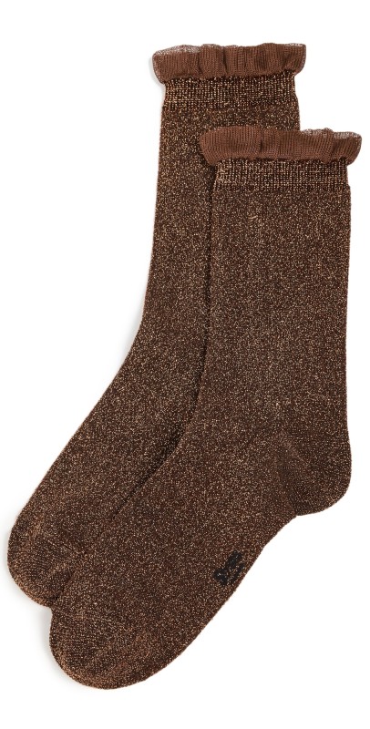 Stems Soft Ruffle Metallic Socks Copper