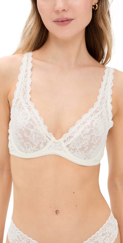 Hanky Panky High Apex Unlined Signature Lace Bra Marshmallow