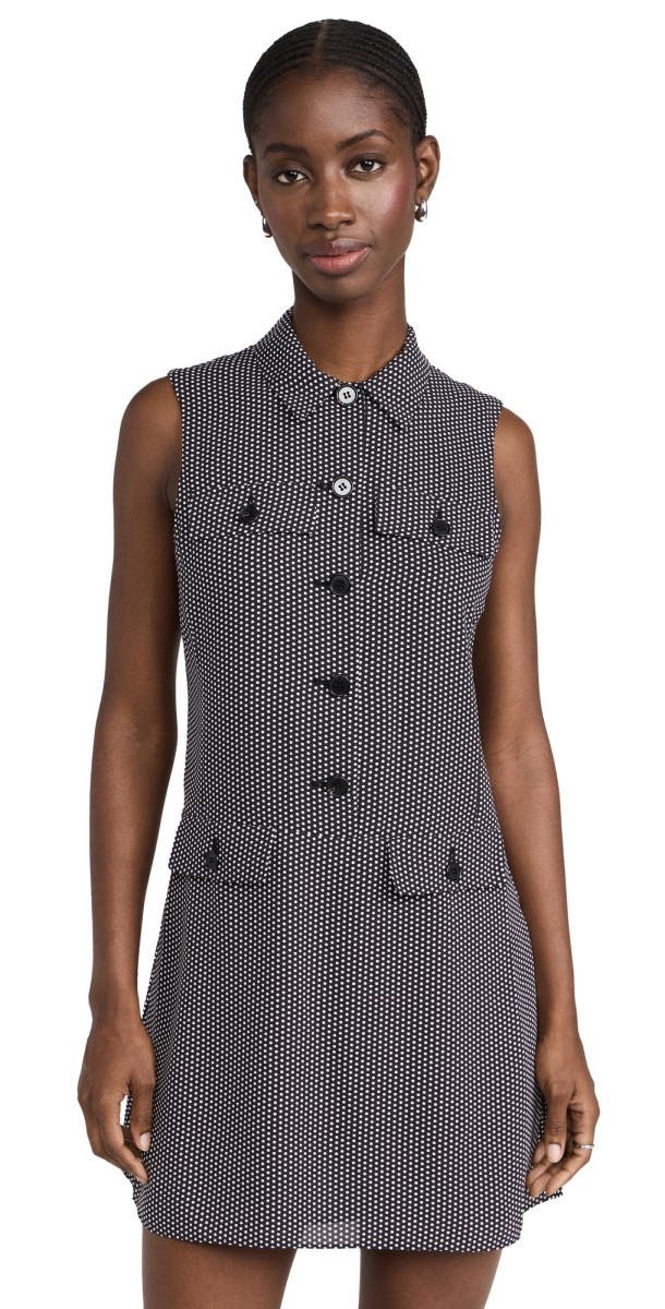 Theory Sleeveless Military Mini Dress Black Multi