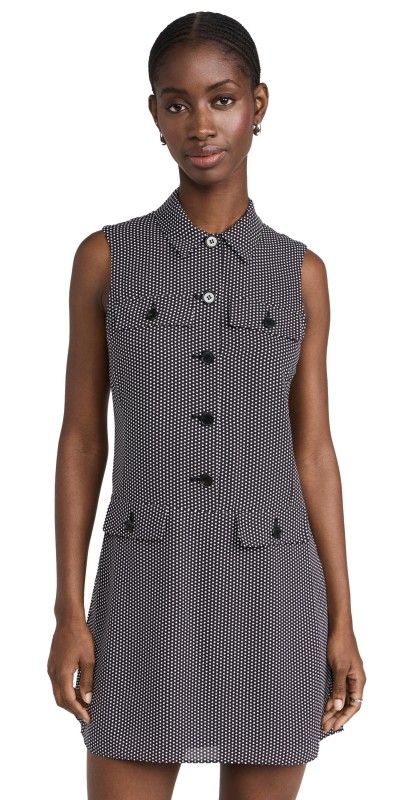 Theory Sleeveless Military Mini Dress Black Multi