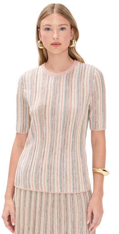 Zimmermann Illuminate Mouline Tee Multi Stripe