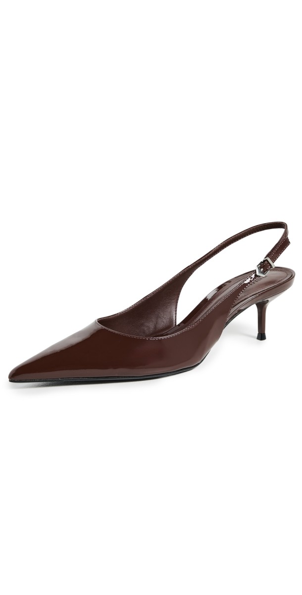 Schutz Paola Mid Slingback Heels Root Brown