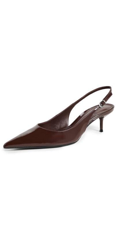 Schutz Paola Mid Slingback Heels Root Brown
