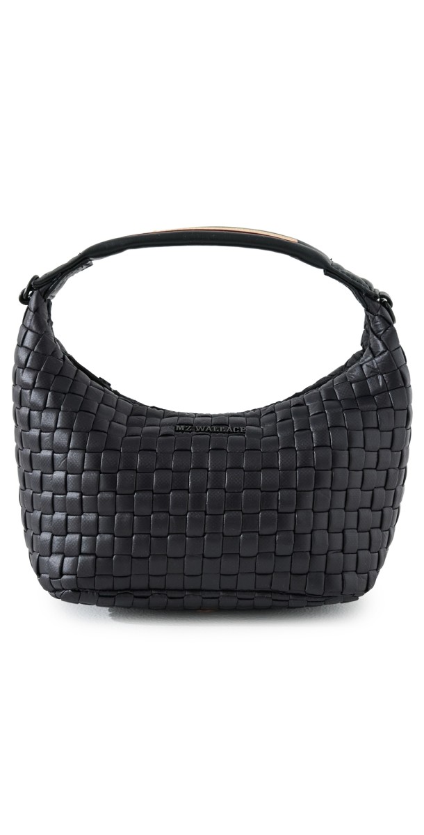 MZ Wallace Mini Woven Hobo Bag Black