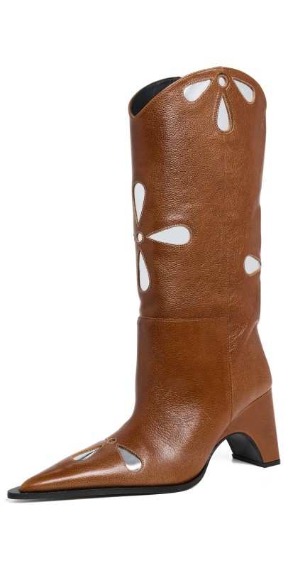 Coperni Petal Bridge Cowboy Boots Brown/Silver