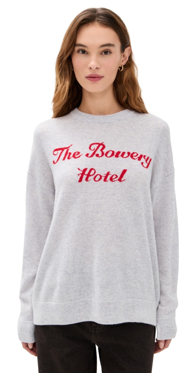 Lingua Franca Bowery Hotel Cashmere Crew Neck Sweatshirt Smoke