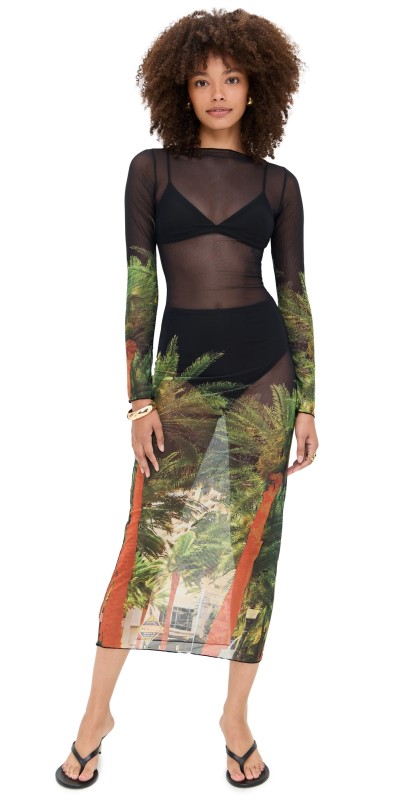 Dur Doux Miami Palm Maxi Dress Miami Palm Print