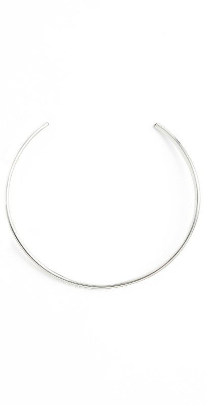 Annika Inez Quartz Slim Tube Collar Necklace Silver