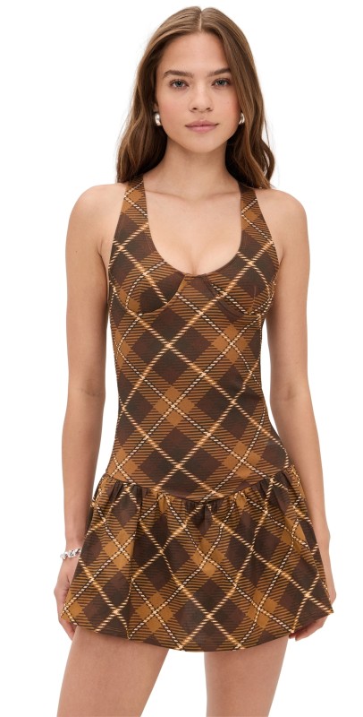 Miaou Alice Dress Chocolate Plaid