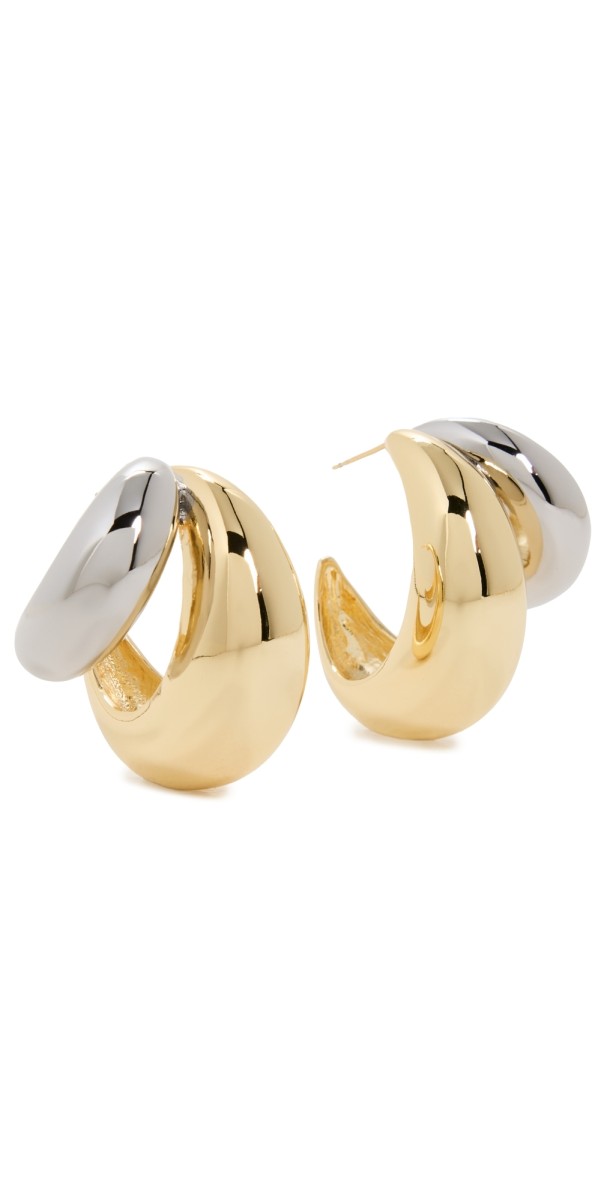 SHASHI Double Tsuki Two Toned Hoops Gold/Silver