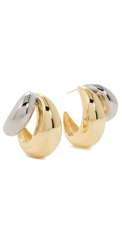 SHASHI Double Tsuki Two Toned Hoops Gold/Silver
