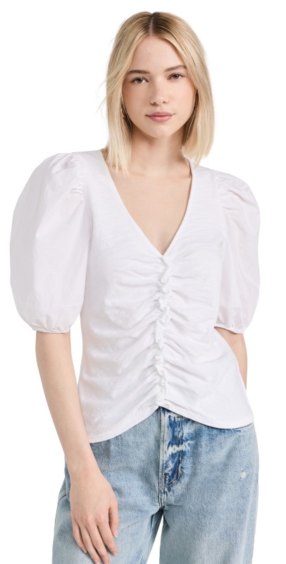 Nation LTD Giada Gathered Top Optic White