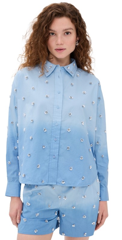 ESSENTIEL ANTWERP Harkansas Embellished Shirt Combo2 Aqua Blue