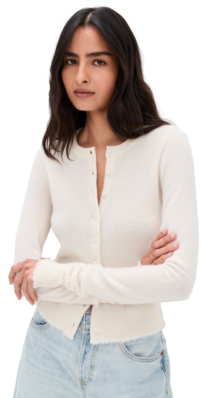RE/DONE Cashmere Crewneck Cardigan Ivory