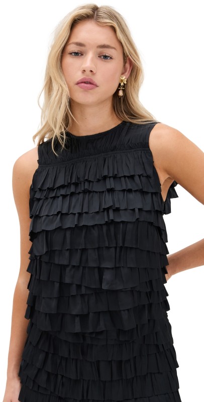 Ulla Johnson Quinn Layered Sleeveless Top Noir