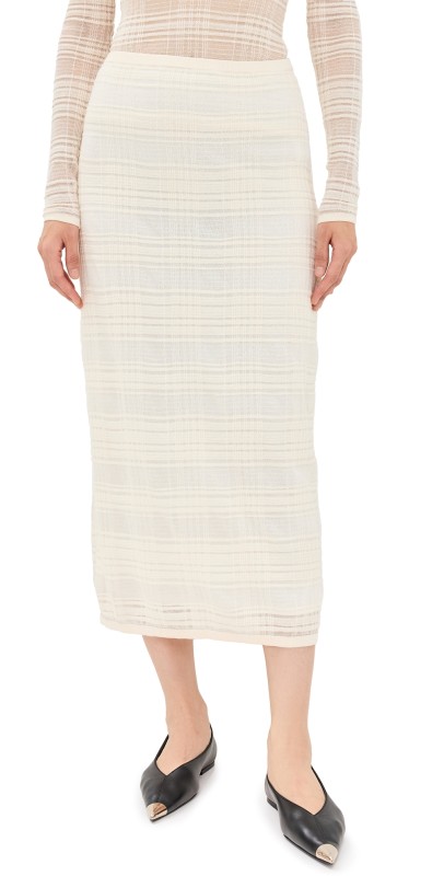 Proenza Schouler White Label Elsa Skirt in Plaid Knits Alabaster