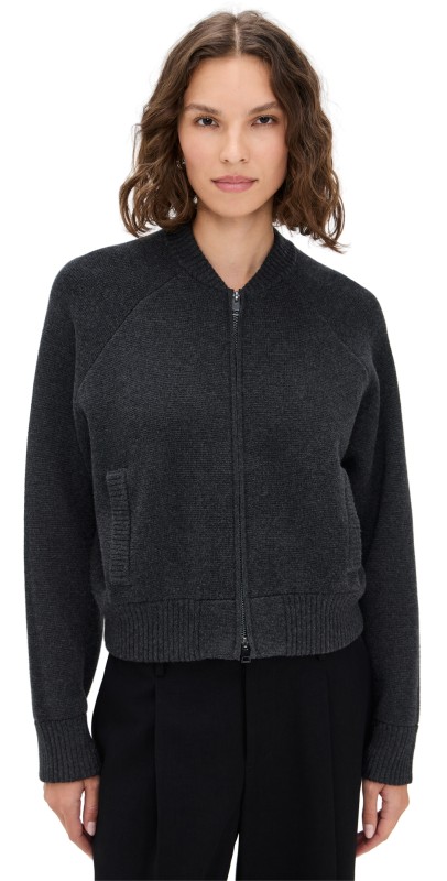 A. EMERY Herman Knitted Bomber Charcoal Melange