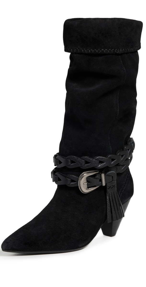 Free People Bridget Belt Slouch Boots Black
