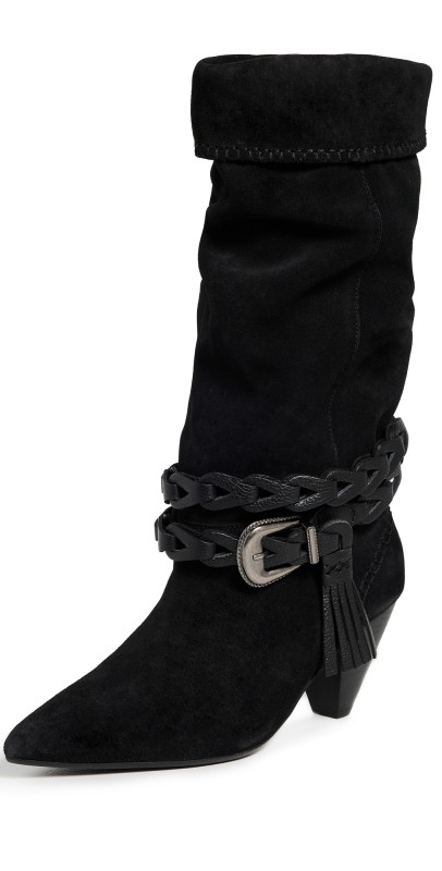 Free People Bridget Belt Slouch Boots Black