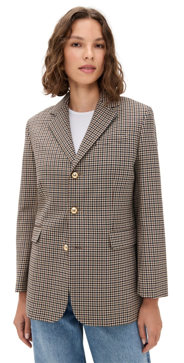 FRAME The Houndstooth Blazer Navy Multi