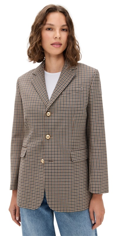 FRAME The Houndstooth Blazer Navy Multi