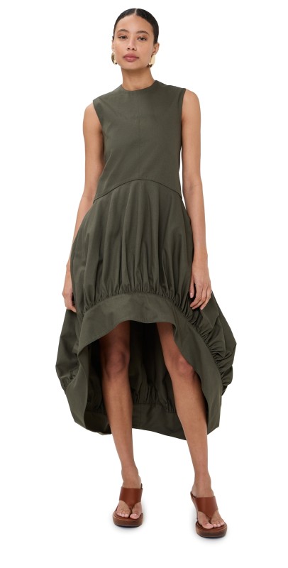 JW Anderson Balloon Hem Sleeveless Dress Khaki