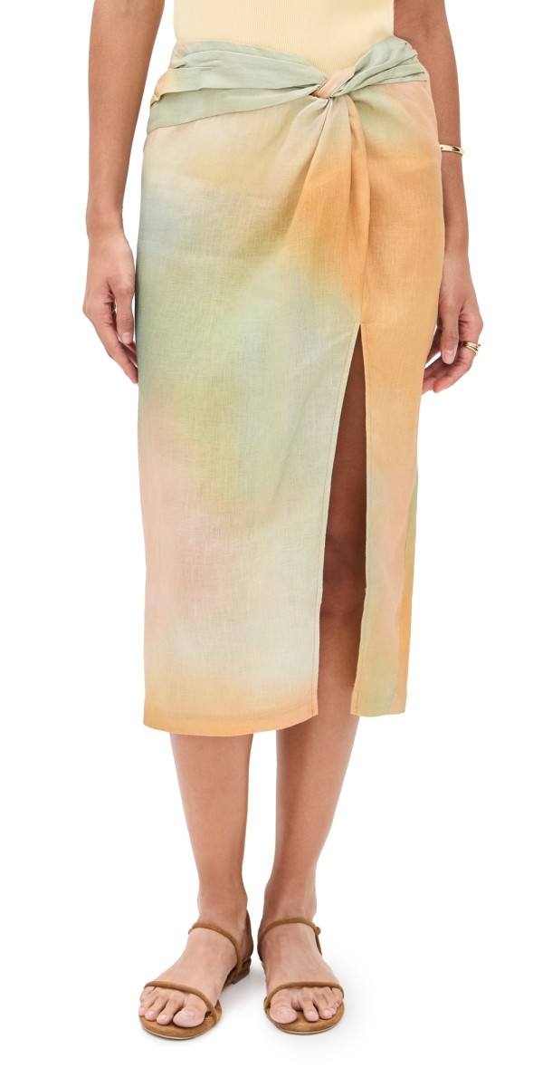 STAUD Porto Linen Skirt Pastel Clouds