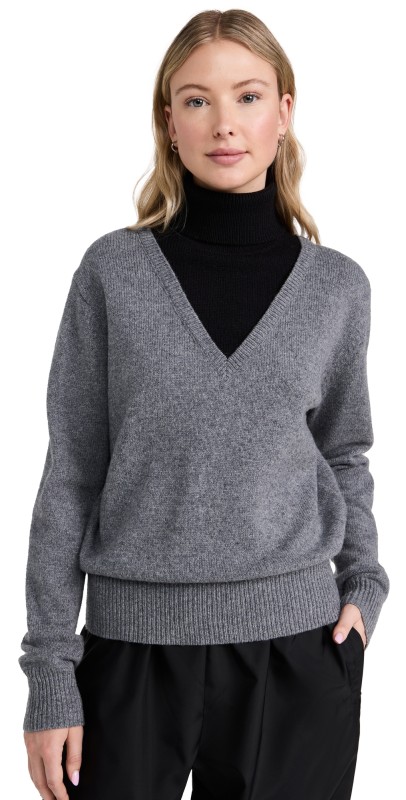 Sandy Liang Mock Neck Sweater Charcoal