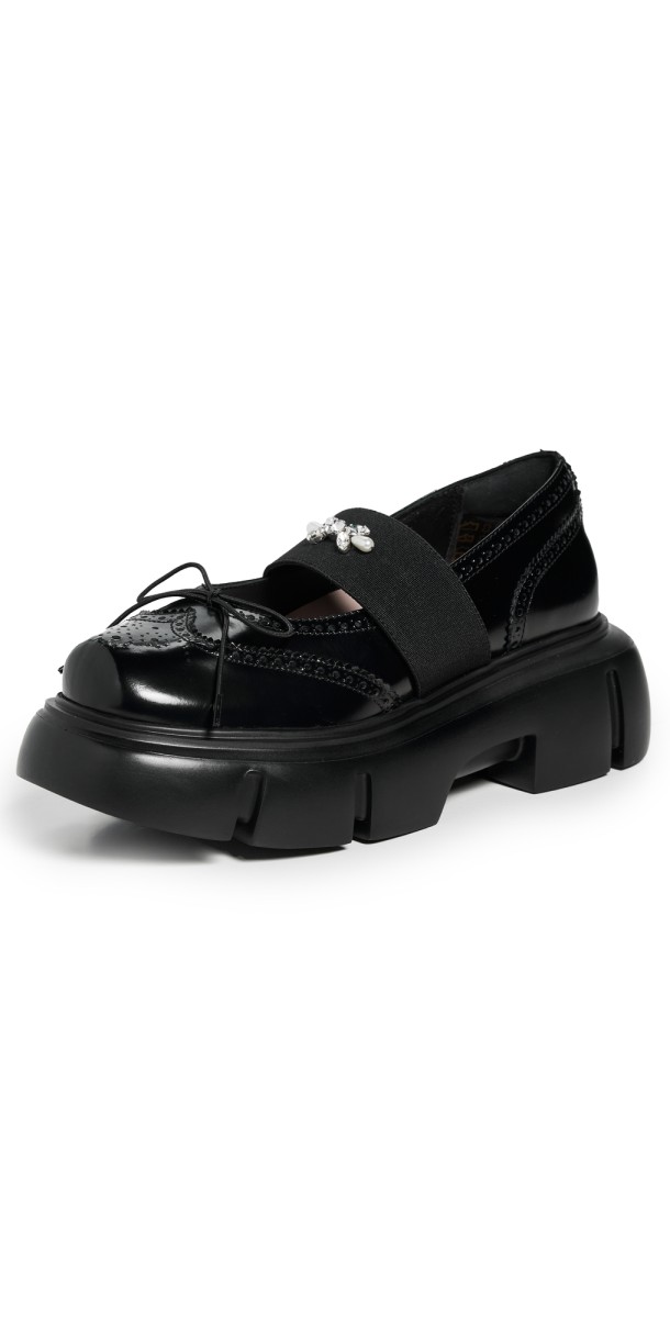 Simone Rocha Embellished Platform Ballet Brogues Black/Clear
