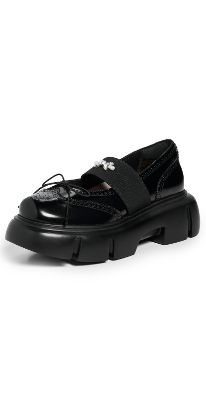 Simone Rocha Embellished Platform Ballet Brogues Black/Clear