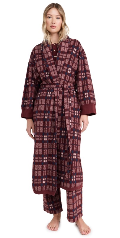 THE GREAT. The Plush Fleece Robe Fireside Plaid