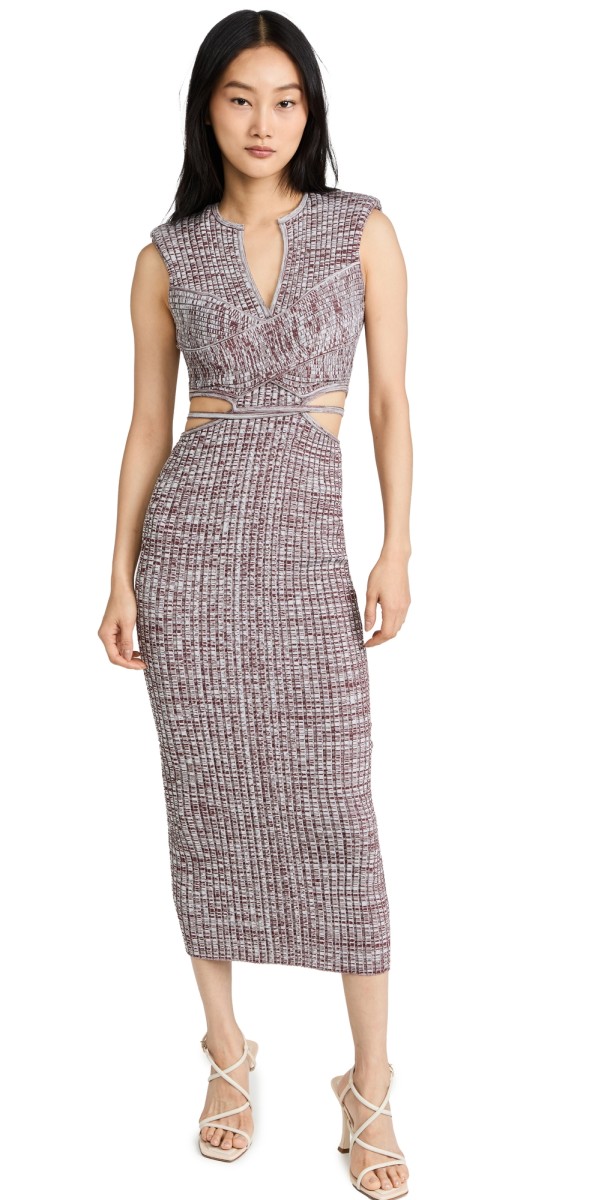 Self Portrait Space Dye Cut Out Dress Red