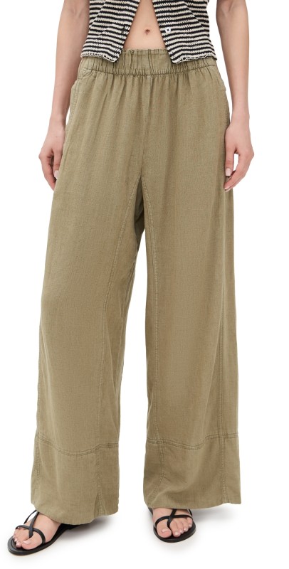 Free People Days End Linen Pull On Pants Caiman