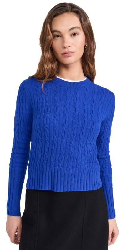 Guest in Residence Cable Shrunken Crew In Cashmere Cobalt