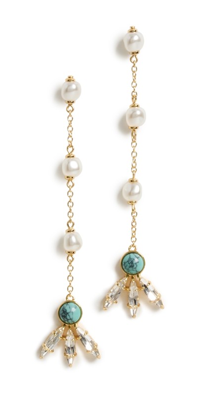 Lele Sadoughi Linear Trifold Earrings Turquoise Sea