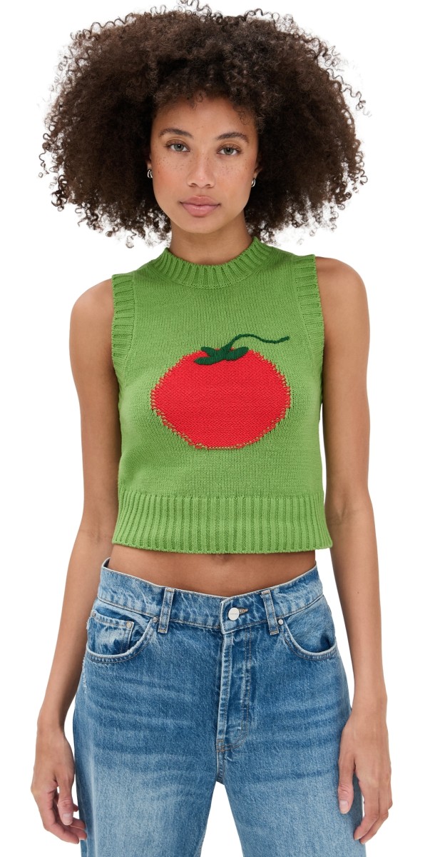 STAUD Pingo Sweater Vest Roma Leaf