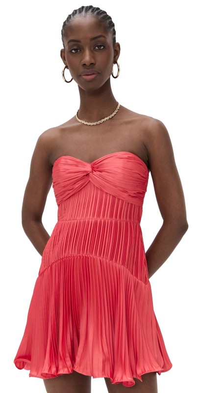 AMUR Catrina Mini Pleated Dress Red Rock