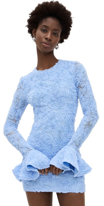 ROTATE Flower Mesh Mini Dress Skyway