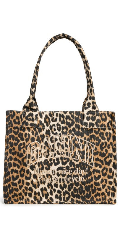 GANNI Large Easy Shopper Print Tote Leopard