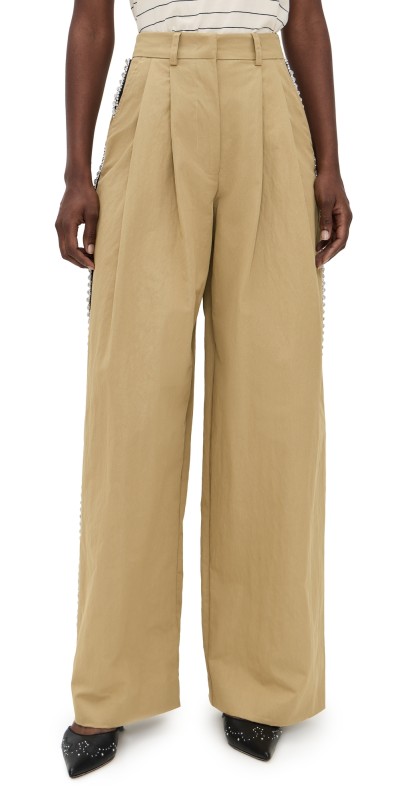 ESSENTIEL ANTWERP Iso Rhinestone Tape Pants Sad Beige