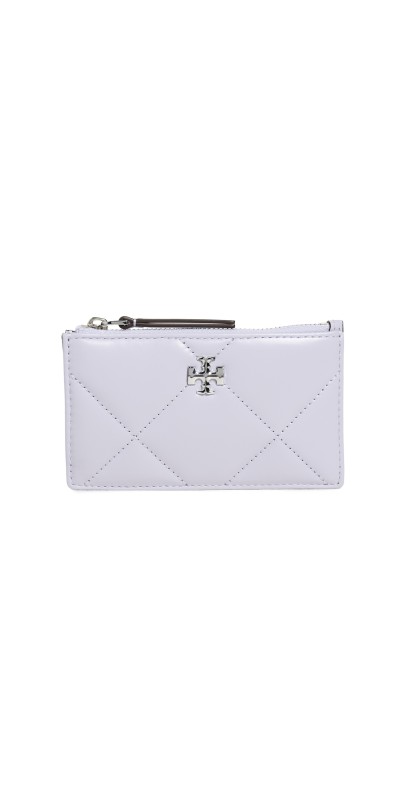 Tory Burch Kira Diamond Quilt Zip Card Case Purple Heather Laredo