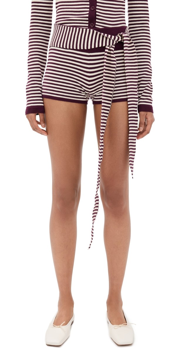 Seven Wonders Mischief Knit Hot Shorts Wine Stripe