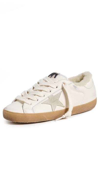 Golden Goose Super Star Puffy Nappa Upper And Heel Suede Sneakers Optic White